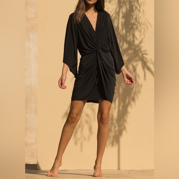 NWT - MISA Los Angeles Teget 3/4 Bell Sleeve Mini Dress in Black - Size Medium - Picture 3 of 4